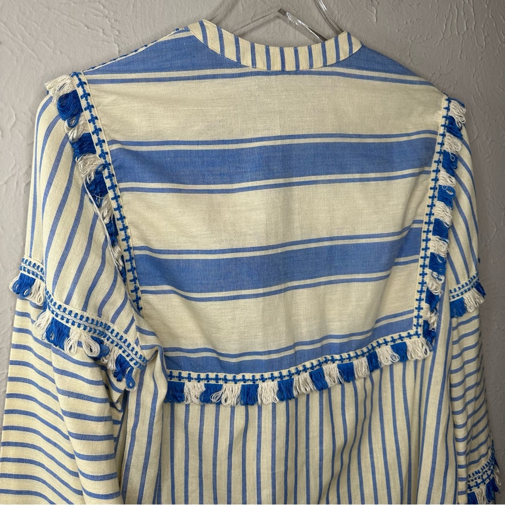 Dodo Bar Or Blue and Cream Striped Blouse - Picture 8 of 16